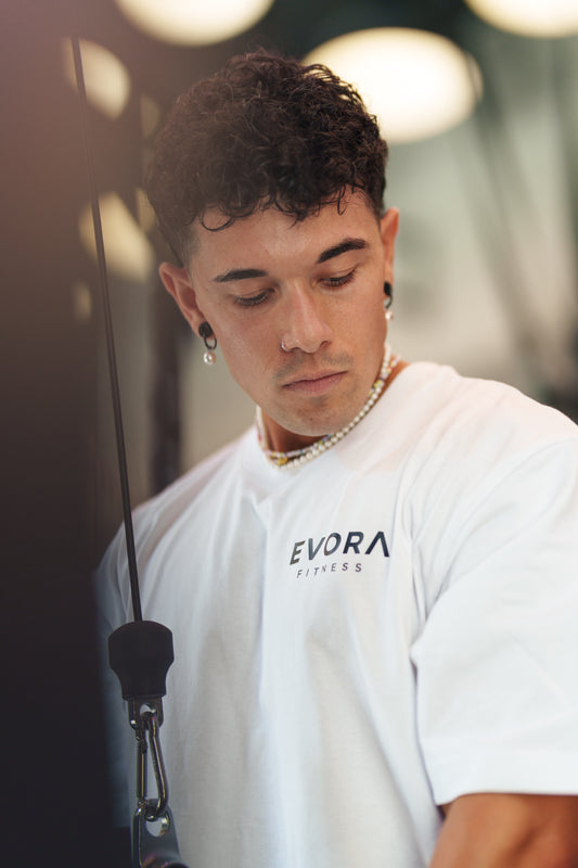 EVORA T-Shirt Oversize Bianca – 100% Carne Italiana