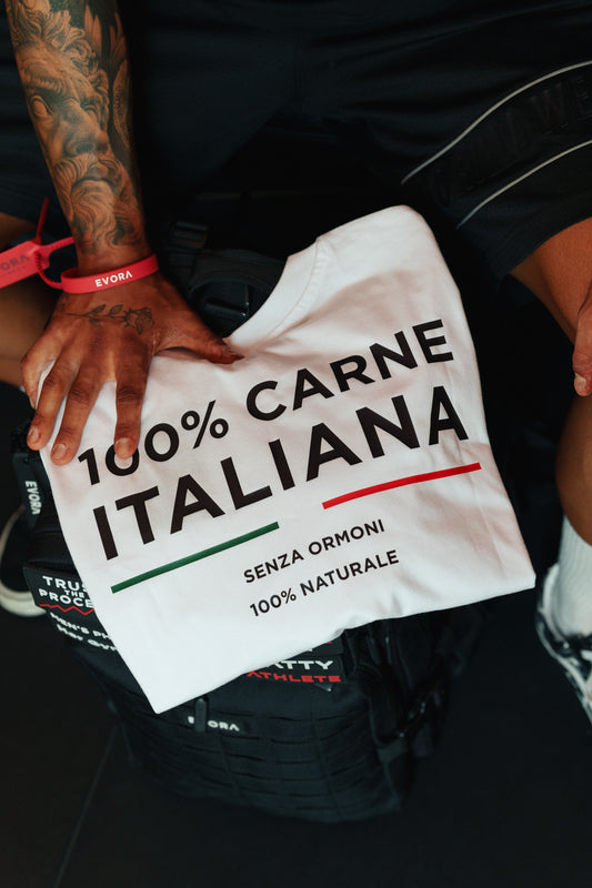 EVORA T-Shirt Oversize Bianca – 100% Carne Italiana